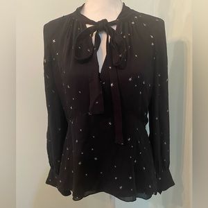 Tory Burch “Stargazer” pleated bow blouse